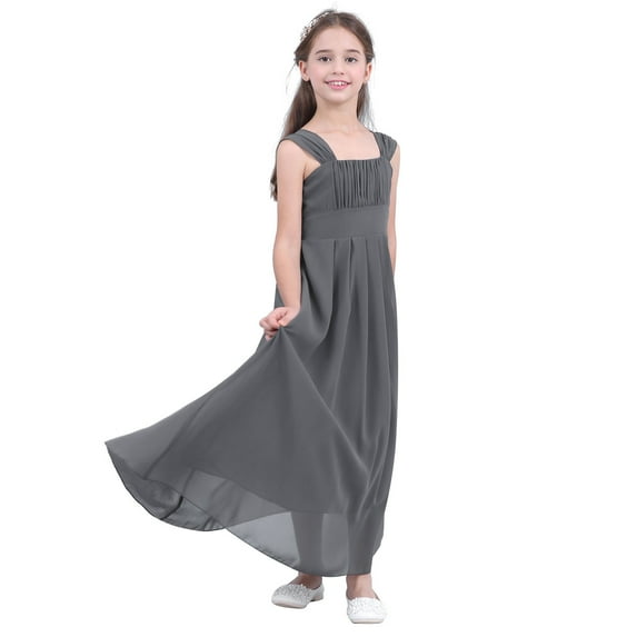 inhzoy Big Girls Chiffon Junior Bridesmaid Wedding Flower Girl Dress