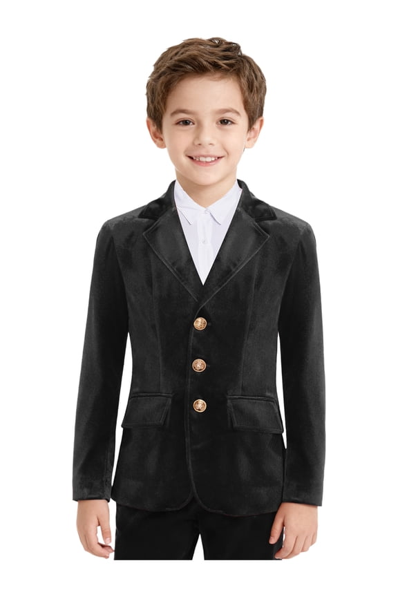 Boy Child Blazer Suit Jacket For Gentleman Wedding Evening Party Birthday Celebration Black 16