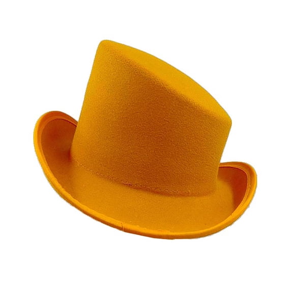 inhzoy Classic Fedora Hat Flat Top Hat Gentleman Topper Hats Derby Cap for Cocktail Formal Party Yellow One Size