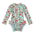 thumbnail image 1 of inhzoy Floral Rash Guard Long Sleeve Ruffle One-Piece Swimsuit (Girls) 0-3 Months, 1 of 7