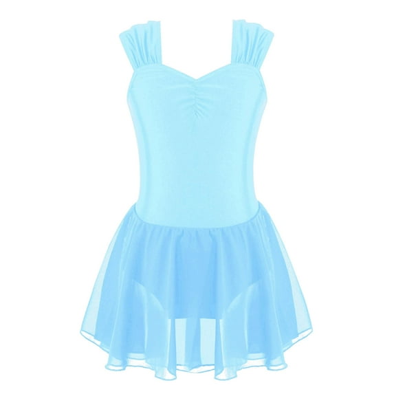 inhzoy Girls Ballet Dress Ballet Tutu Leotard Ballerina Outfit Gymnastics Skirted Leotard Dance wear Sky Blue 10