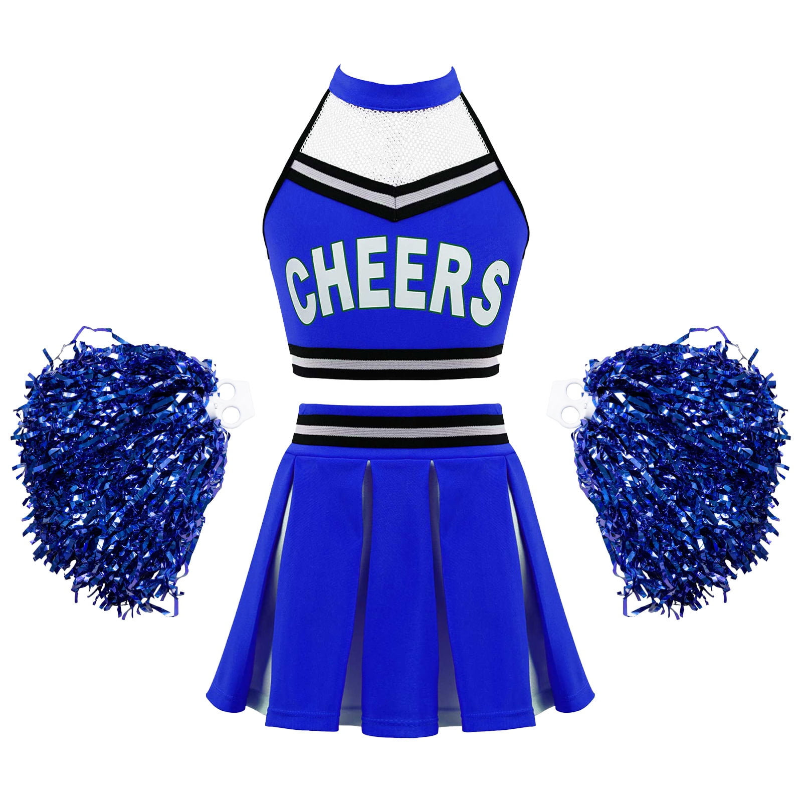 inhzoy Girls Cheer Uniform Outfit Cheer Leader Halloween Costume Vest ...