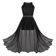 thumbnail image 1 of inhzoy Girls Floral Lace Rhinestone Long Romper Bridesmaid Dress Dancewear, 1 of 7