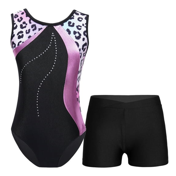 inhzoy Girls Gymnastics Leotards with Active Shorts Dance Leotard Outfit
