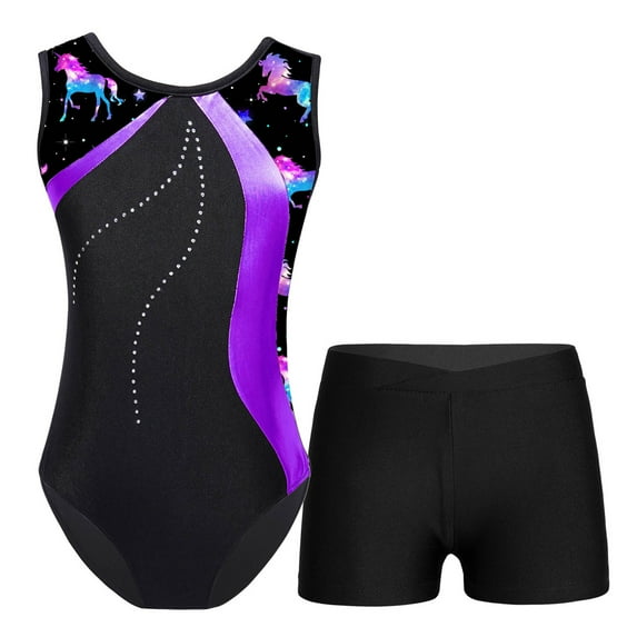 inhzoy Girls Gymnastics Leotards with Active Shorts Dance Leotard Outfit