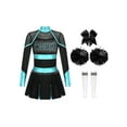 thumbnail image 1 of inhzoy Girls High School Musical Festival Cheerleading Uniforms Shiny Sequins Cheer Outfit Cheer Leader Dresses Blue Green&White-B 6, 1 of 5