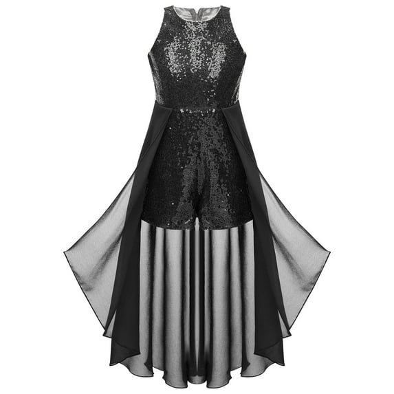 inhzoy Girls Jumpsuit Wedding Bridesmaid Dress Sleeveless Romper Flower Girl Dresses Black 8