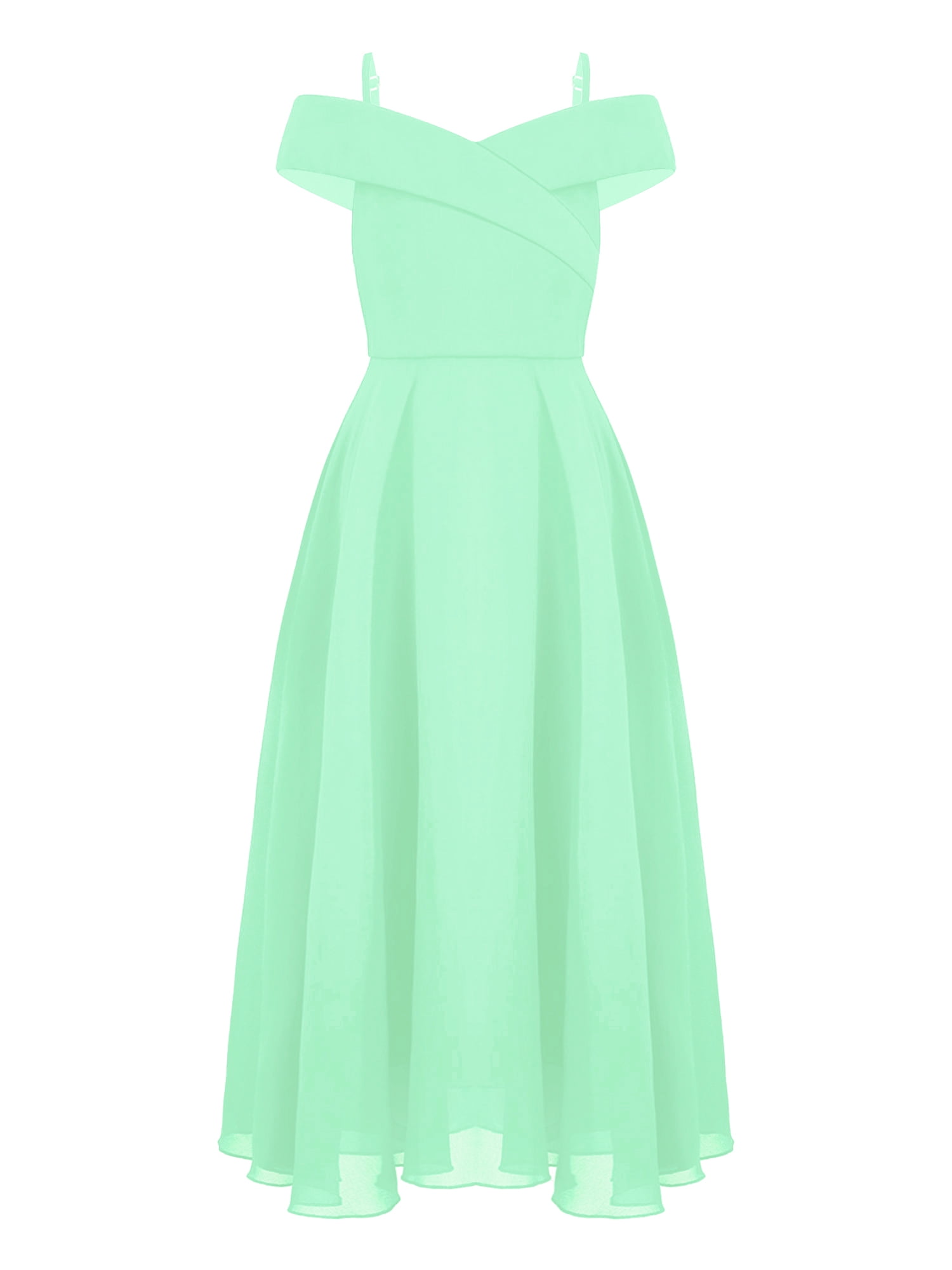 slim fit dress slacks FINNLEE MINT SATIN OFF SHOULDER RUCHED DRESS – Arelia's Dream main image 1