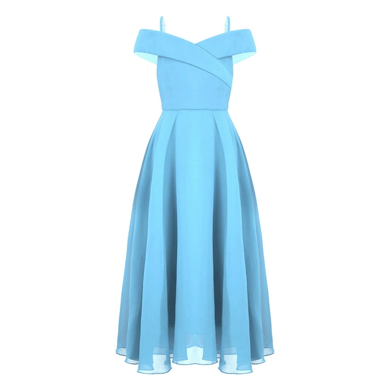 Light Sky Blue Princess Off Shoulder Party Gown