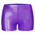 thumbnail image 1 of inhzoy Girls Kids Sparkle Dance Athletic Metallic Gymnastic Shorts Purple 3-4, 1 of 4