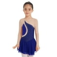 thumbnail image 1 of inhzoy Girls Kids Sparkly Rhinestone Mesh Spliced Figure Ice Skating Dress Navy Blue 16, 1 of 5