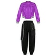 thumbnail image 1 of inhzoy Girls Metallic Long Sleeve Baseball Jacket with Jogger Cargo Pants Set, 1 of 4