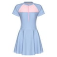 thumbnail image 1 of inhzoy Girls One Piece Athletic Swimsuits Short Sleeves Zipper Front Swimwear Light Blue 3XL, 1 of 8