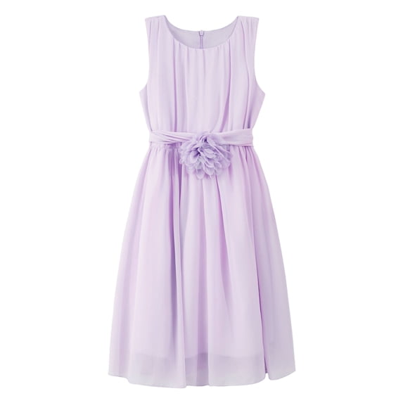 inhzoy Girls Ruched Chiffon Pageant Dress Sleeveless Belted Casual Dresses