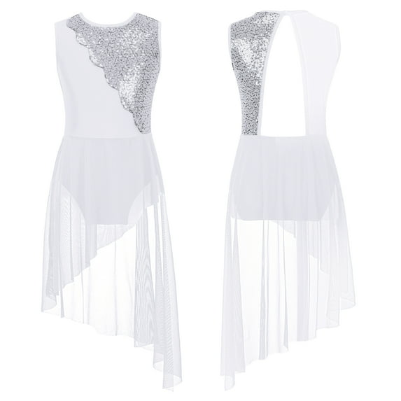 inhzoy Girls Sequined Ballet Lyrical Dance Dress