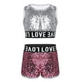 thumbnail image 1 of inhzoy Girls Sequins Dance Outfit Crop Top Short Modern Hip Hop Jazz Street Dancewear Silver 8-10, 1 of 5
