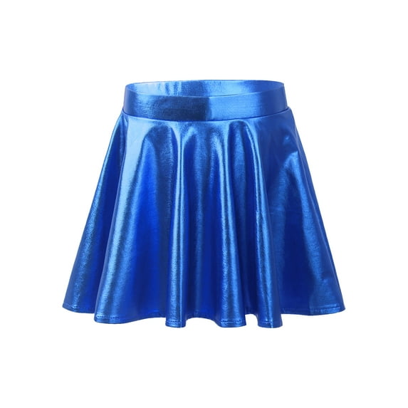inhzoy Girls Shiny Metallic Skater Skort Skirt Royal Blue 8