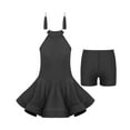 thumbnail image 1 of inhzoy Girls Sleeveless Hollow Back Latin Ballroom Dancewear Dress with Shorts Black 11-12, 1 of 5