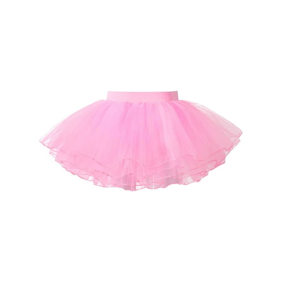 inhzoy Girls Tutu Skirts 4 Layers Tulle Skirt Ballet Dance Skirt Pink 6-11