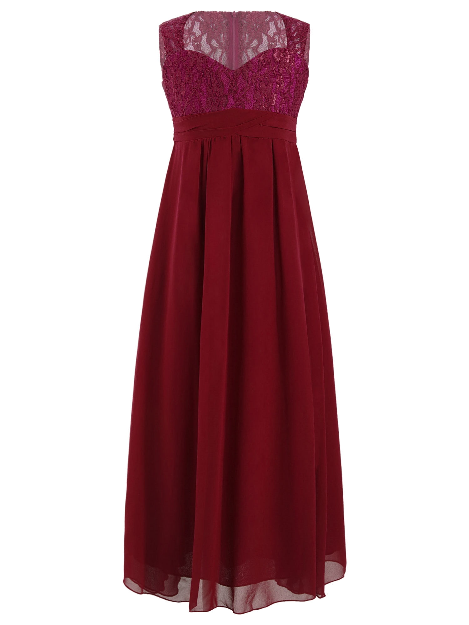 Flowy Chiffon A-Line Long Junior Bridesmaid Dresses Red main image 1