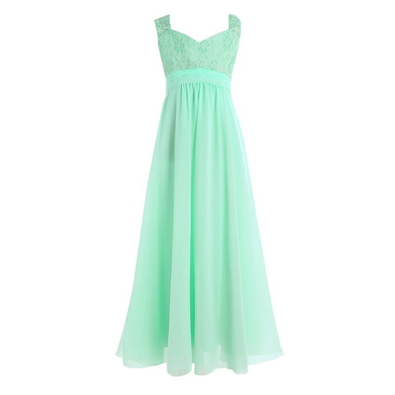 inhzoy Junior Kids Chiffon Lace Bridesmaid Flower Girl Dress Turquoise 16