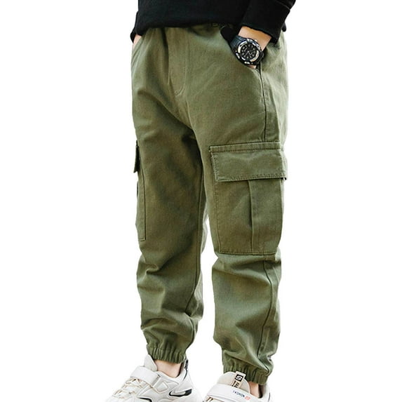 inhzoy Kids Boys Cargo Pants Hip Hop Street Dance Pants Trousers Army Green 8