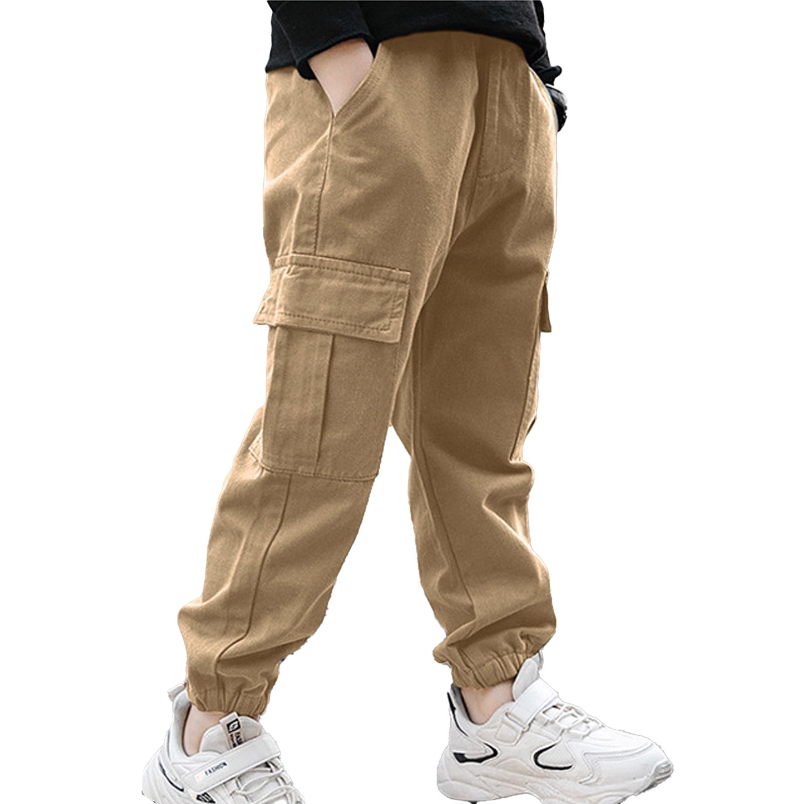 inhzoy Kids Boys Cargo Pants Hip Hop Street Dance Pants Trousers Khaki 14 