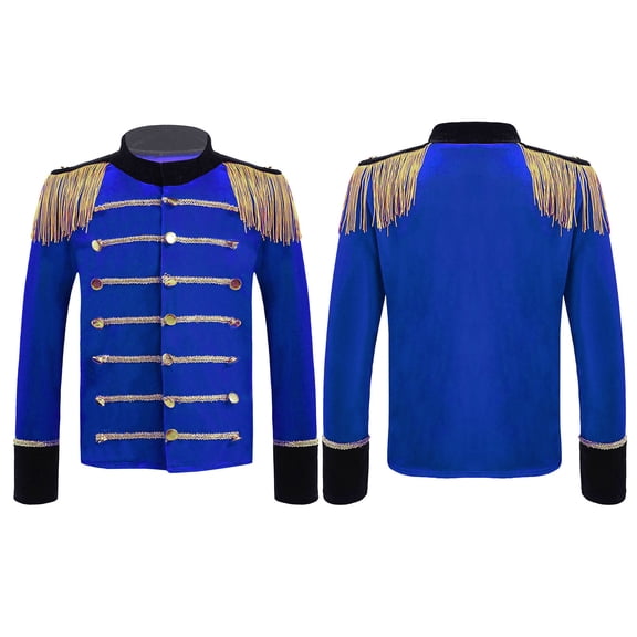 inhzoy Kids Boys Circus Ringmaster Uniforms Long Sleeve Tassels Jacket Coat Festival Party Role Play Costumes A Royal Blue 4