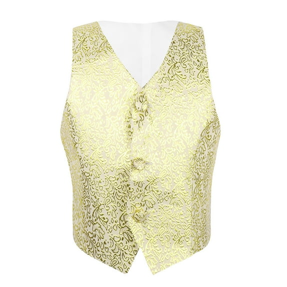 inhzoy Kids Boys Gentleman Floral Pattern Belt Closure Back Vest Dancewear