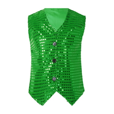 Inhzoy Enfant Bébé Garçon Fille Gilet Paillette Avec Chapeau Sequins