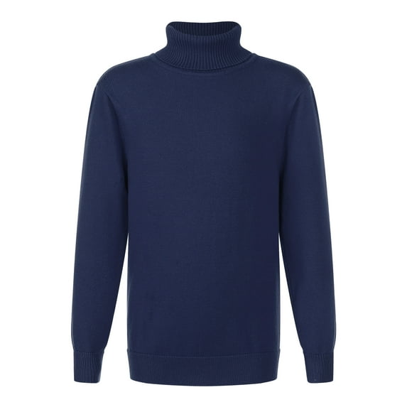 inhzoy Kids Boys Turtleneck Knitted Pullover Thermal Tops Long Sleeve Sweatshirt Jumper Navy Blue 9-10