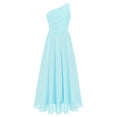 thumbnail image 1 of inhzoy Kids Flower Girls One Shoulder Maxi Wedding Gown Junior Bridesmaid Birthday Party Chiffon Dress Light Blue 8, 1 of 4