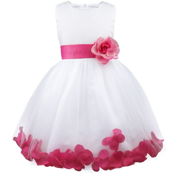 inhzoy Kids Flower Girls Wedding Bridesmaid Dress Princess Pageant Birthday Party Prom Ball Gown Hot Pink 3