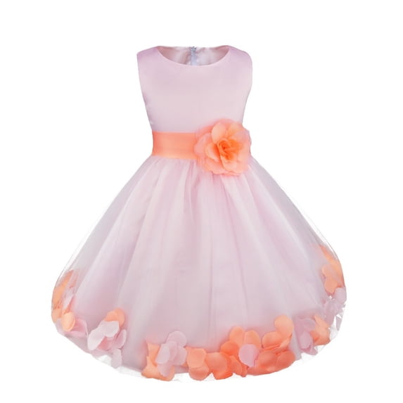 inhzoy Kids Flower Girls Wedding Bridesmaid Dress Princess Pageant Birthday Party Prom Ball Gown Orange 2