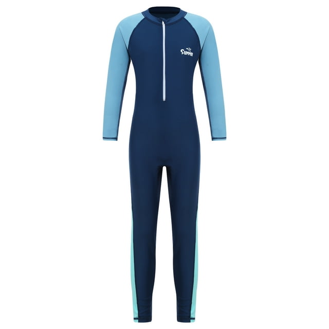inhzoy Kids Full Body Wetsuit Boys Girls One Piece Zip Up Swimsuit UPF