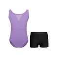 thumbnail image 1 of inhzoy Kids Girls 2 Piece Gymnastics Outfits Sleeveless Ballet Dance Leotard Athletic Biketard Unitard with Shorts Set Purple 12, 1 of 7