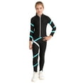 thumbnail image 1 of inhzoy Kids Girls 2PCs Athletic Sports Suit Figure Skating Outfit Long Sleeve Zipper Sweatshirt with Leggings Blue Green 16, 1 of 8