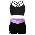 thumbnail image 1 of inhzoy Kids Girls 2PCs Athletic Tracksuits Raceback Crop Top with Shorts Gymnastic Workout Dancewear Activewear B Lavender 4, 1 of 5