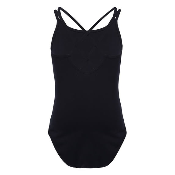 inhzoy Kids Girls Ballet Gymnastic Dance Leotard Criss Cross Back Basic Bodysuit Top Black 10-12
