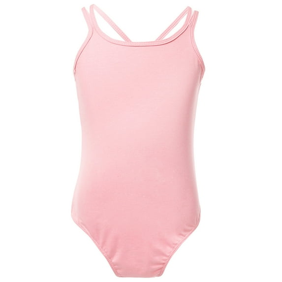 inhzoy Kids Girls Ballet Gymnastic Dance Leotard Criss Cross Back Basic Bodysuit Top Pink 7-8