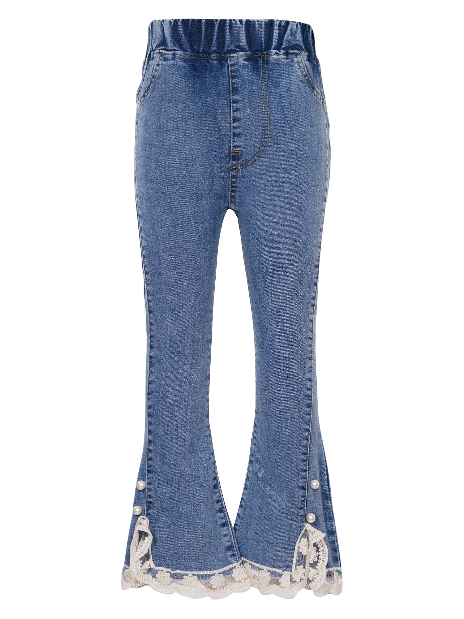 inhzoy Kids Girls Bell Bottom Jeans Lace Hem Flare Denim Pants,Sizes 5 ...