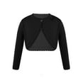 thumbnail image 1 of inhzoy Kids Girls Bolero Knitted Cardigan Bowknot One Button Shrug Cropped Coat Black 12, 1 of 6