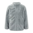 thumbnail image 1 of inhzoy Kids Girls Boys Fleece Jacket Coat Full-Zip Sweatshirt Casaul Tops Winter Warm Outerwear Grey 2-3, 1 of 6