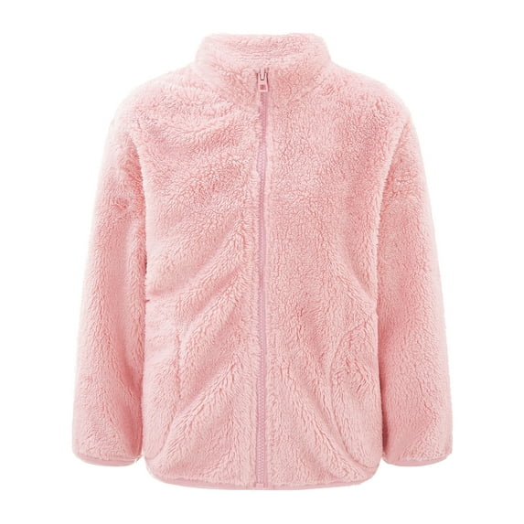 inhzoy Kids Girls Boys Fleece Jacket Coat Full-Zip Sweatshirt Casaul Tops Winter Warm Outerwear Pink 11-12