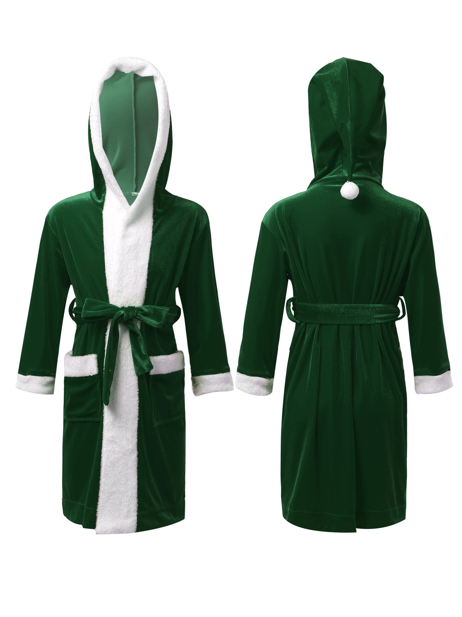 inhzoy Kids Girls Boys Velvet Christmas Santa Claus Costume Robe ...