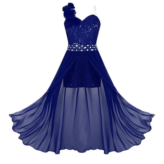 inhzoy Kids Girls Camisole Flower Girls Romper Dress Floral Lace Bridesmaid Wedding Evening Party Gown Royal Blue 10