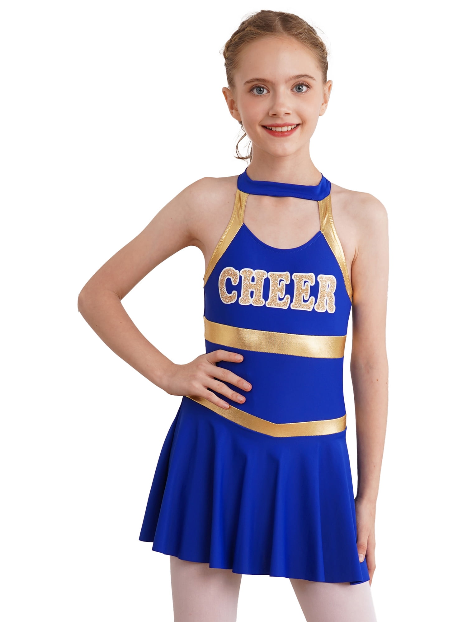 tween cheerleader inhzoy Kids Girls Cheer Leader Uniform Dance Dress Royal Blue 14 - Walmart  Business Supplies