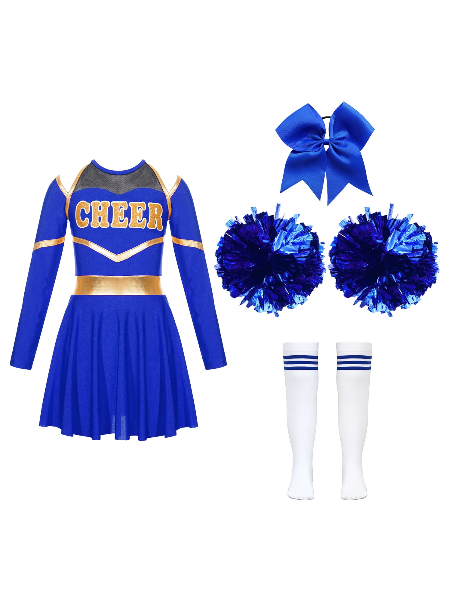 inhzoy Kids Girls Cheerleading Dance Outfit Sets Long Sleeve Cheer ...