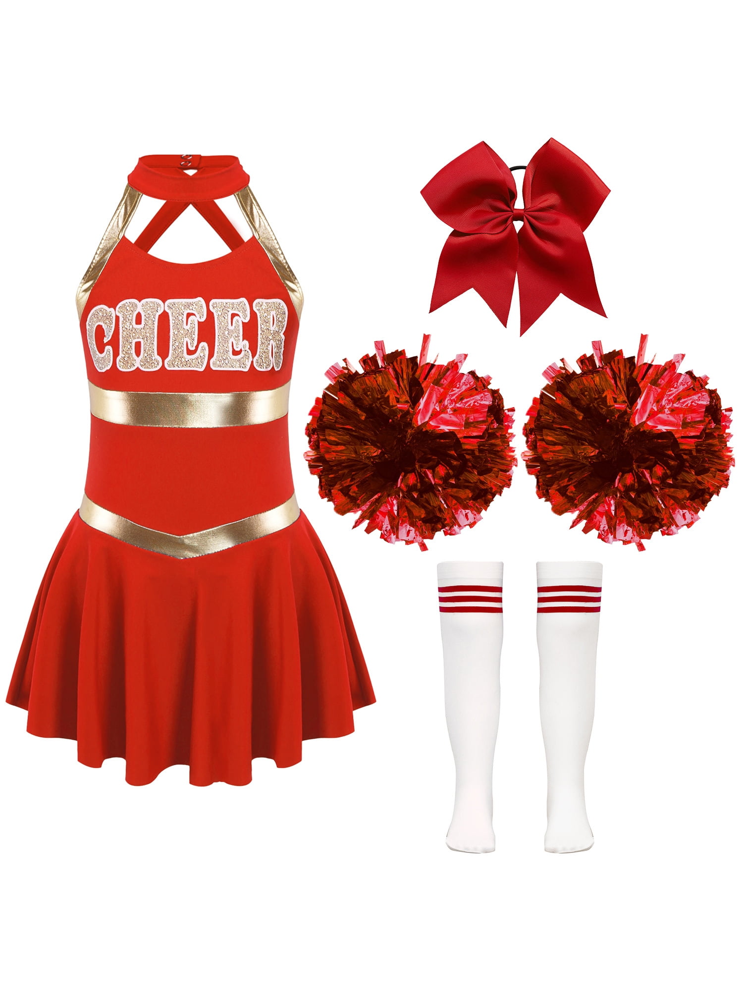 inhzoy Kids Girls Cheerleading Outfit Sets High School Festival