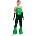 thumbnail image 1 of inhzoy Kids Girls Christmas Dance Outfit One Piece Sleeveless Velvet Bodysuit with Arm Sleeve Set Green 16, 1 of 7